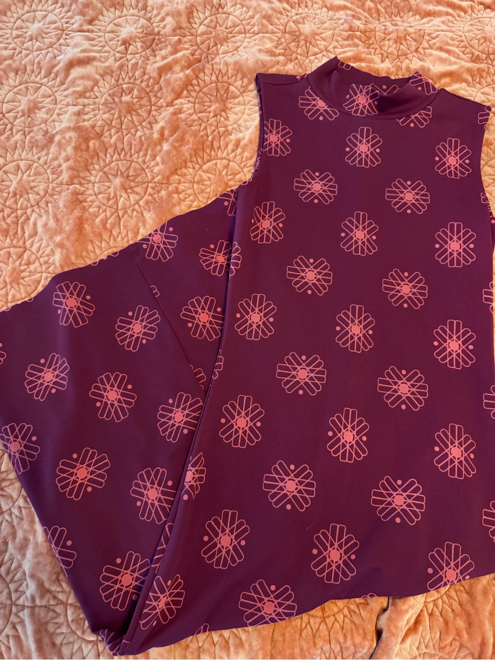 Target burgundy Midi Dress with Pink Geometric Print